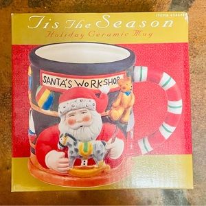 Vintage Tis the Season Susan Winget Santa's Workshop Holiday Ceramic Mug